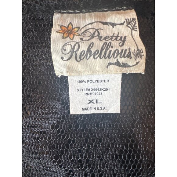 Pretty Rebellious Black Lace Racerback Tank Top Swim Cover XL Made in USA - Picture 2 of 4